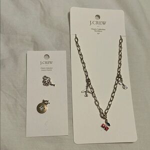 J.Crew Silver Charm collection 18” Necklace with charms Airplane, cherries, & 3+